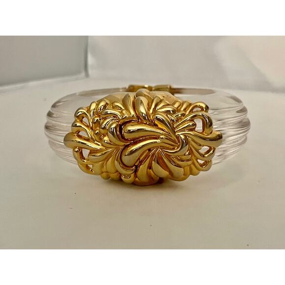 INNA Cytrine Paris Chrysanthemum Lucite Magnetic Clamper Bangle Bracelet MCM - Picture 3 of 8